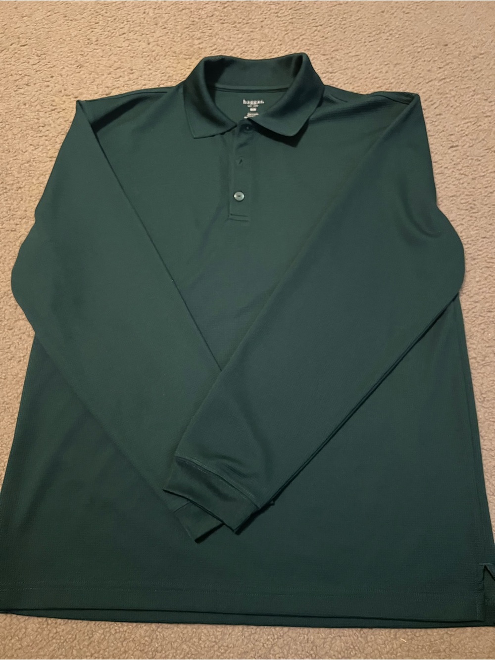 Haggar Long Sleeve Polo in Dark Green